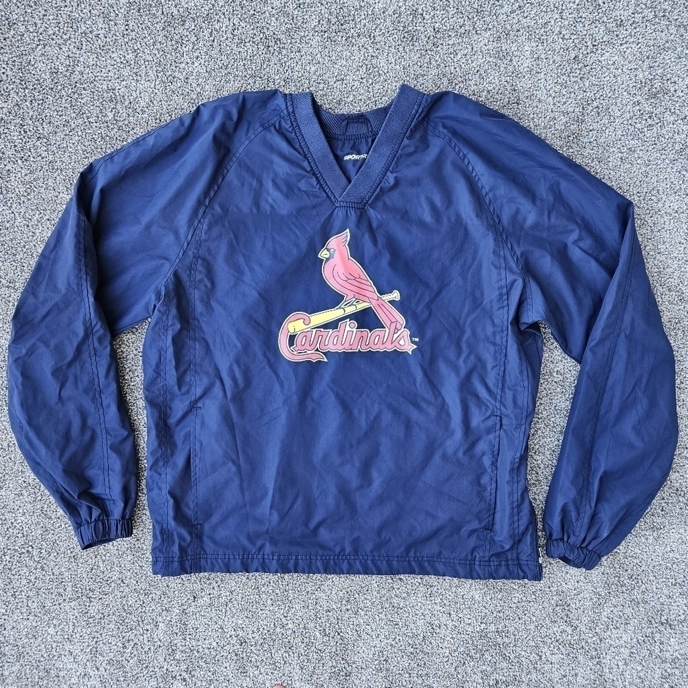 St. Louis Cardinals Baseball Jacket Blue Pullover Coat Sport-Tek Men's Medium
